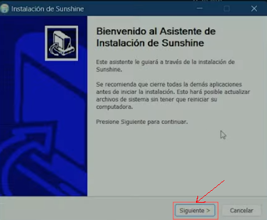 paso 1 instalación sunshine en windows 11