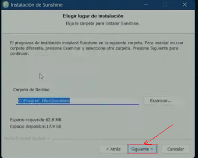 Indicamos la carpeta donde queremos instalar y pulsamos siguiente.