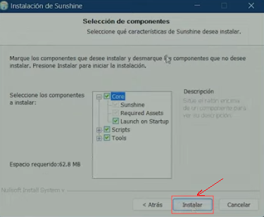 Dejamos todos por defectos y pulsamos instalar.